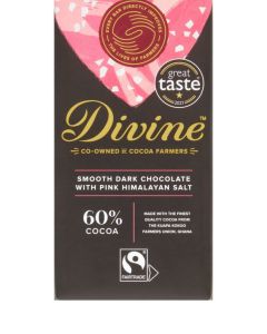 DIVINE 60% DARK CHOCOLATE WITH PINK HIMALAYAN SALT 15X90G