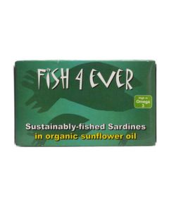 FISH 4 EVER WHOLE MSC SARDINES IN ORGANIC SUNFLOWER OIL 120G X 10