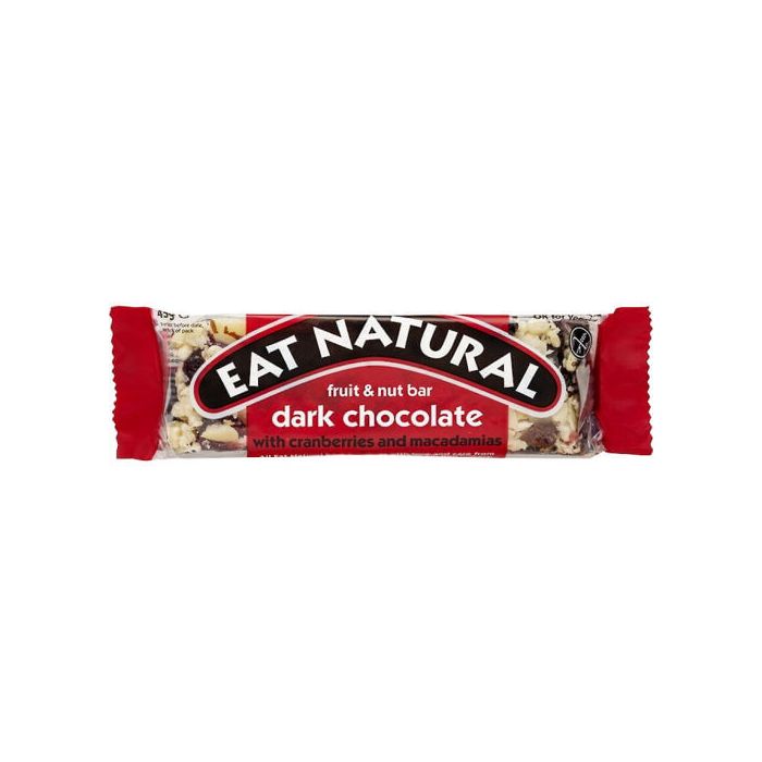 EAT NATURAL DARK CHOCOLATE COATED CRANBERRY MACADAMIA BAR 12X40G