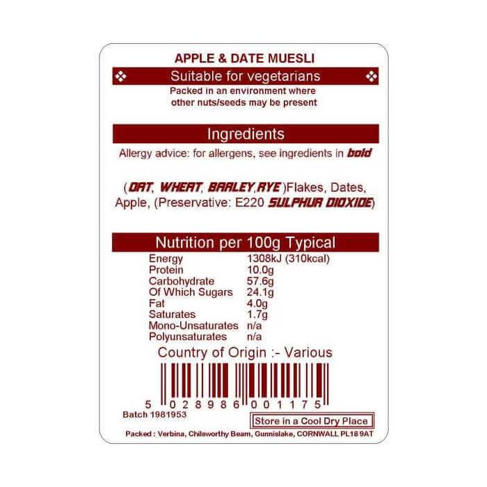 APPLE & DATE MUESLI 10KG