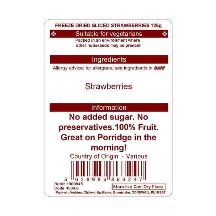 FREEZE DRIED STRAWBERRY SLICES 125G