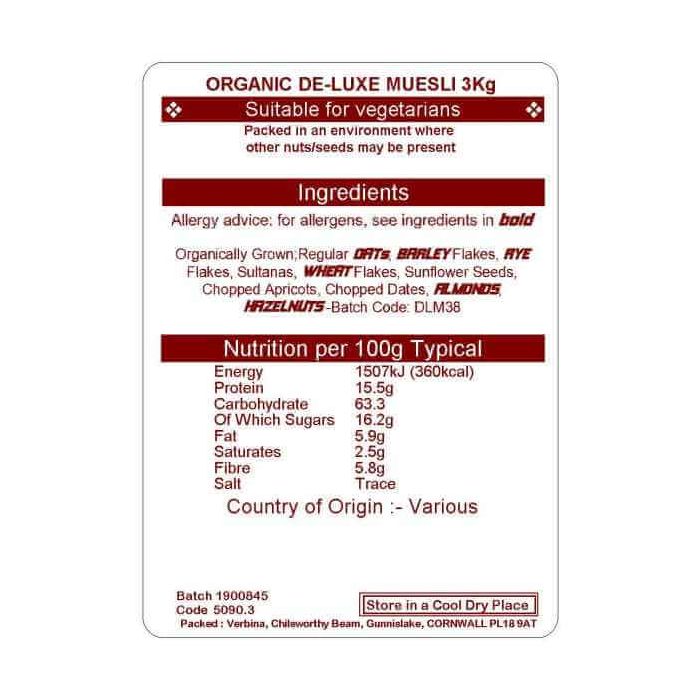 MUESLI DE LUX ORGANIC 3KG