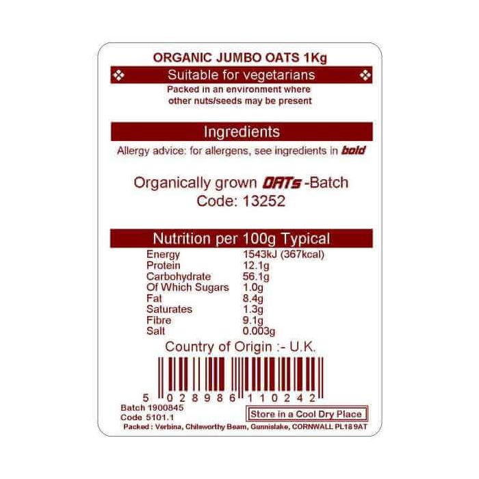 OATS JUMBO ORG 1KG