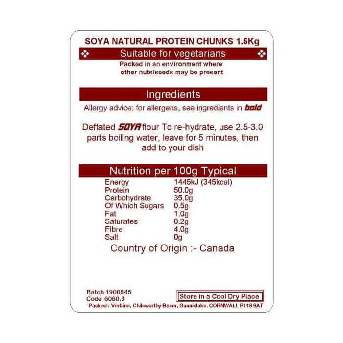 SOYA PROTEIN NATURAL CHUNKS 3KG