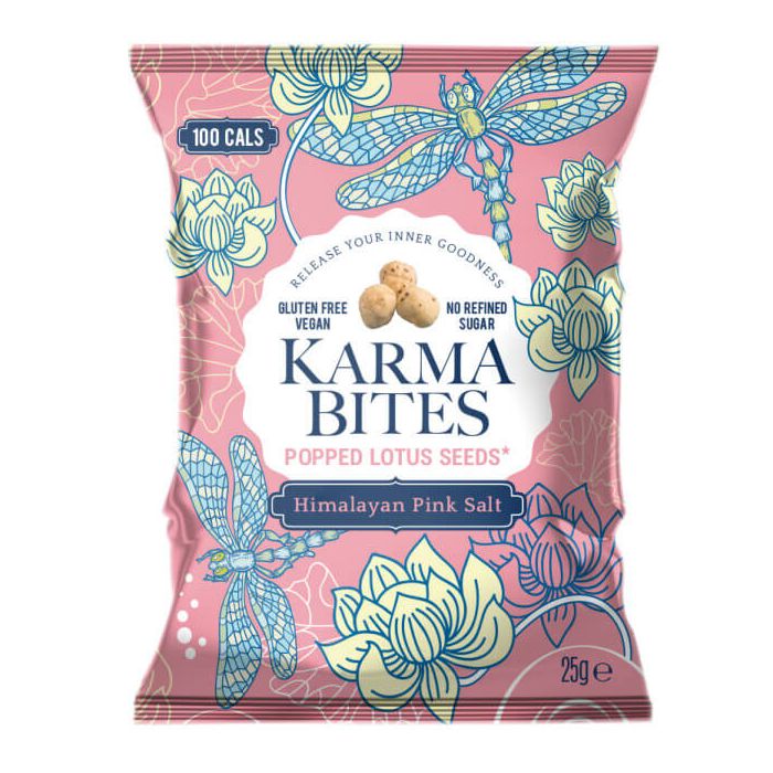 KARMA BITES POPPED LOTUS SEEDS PINK SALT 12 X 25G