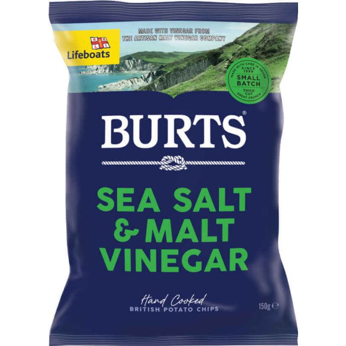 BURTS SEA SALT &  MALT VINEGAR 10 X 150G (ORANGE)