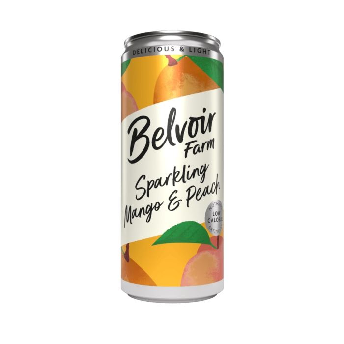 BELVOIR SPARKLING MANGO & PEACH CANS 12 X 330ML