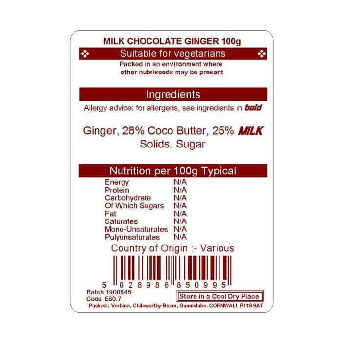 BAYTREE MILK CHOC GINGER 100G