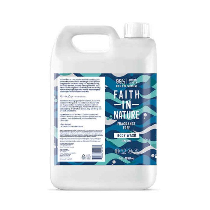 FAITH BODY WASH FRAGRANCE FREE 5LTR