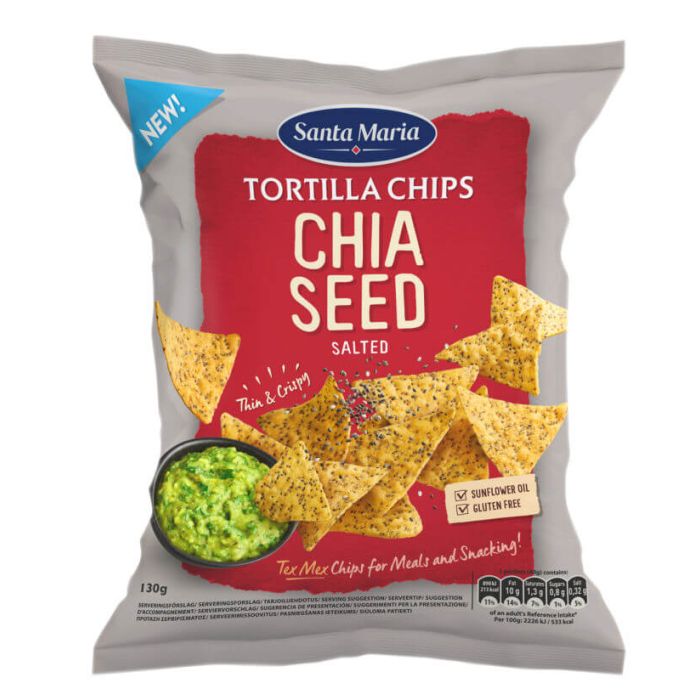 SANTA MARIA CHIA SEED SALTED TORTILLA CHIPS 10 X 130G