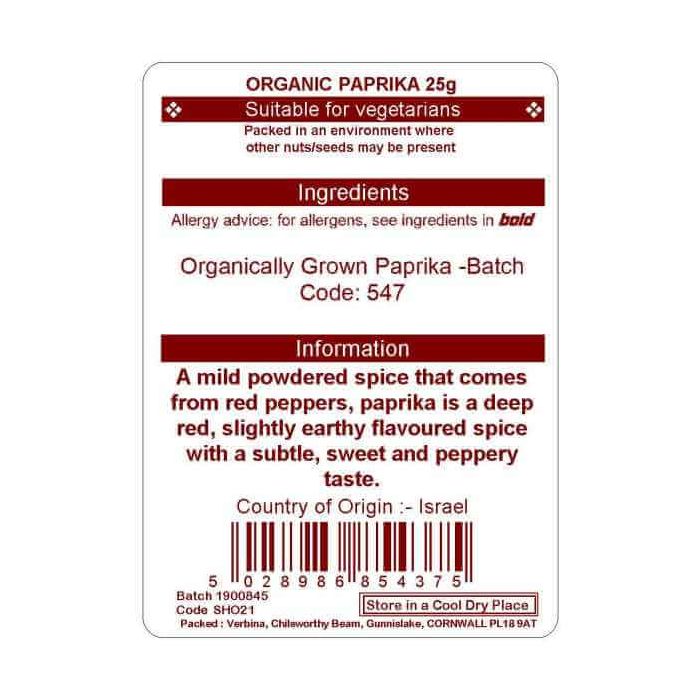 PAPRIKA 25G (ORGANIC)