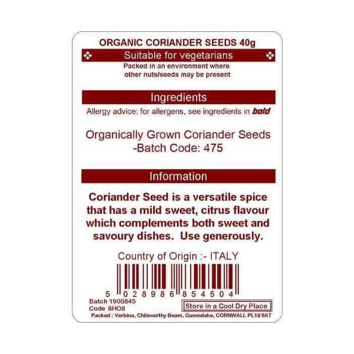 CORIANDER SEED 40G (ORGANIC)