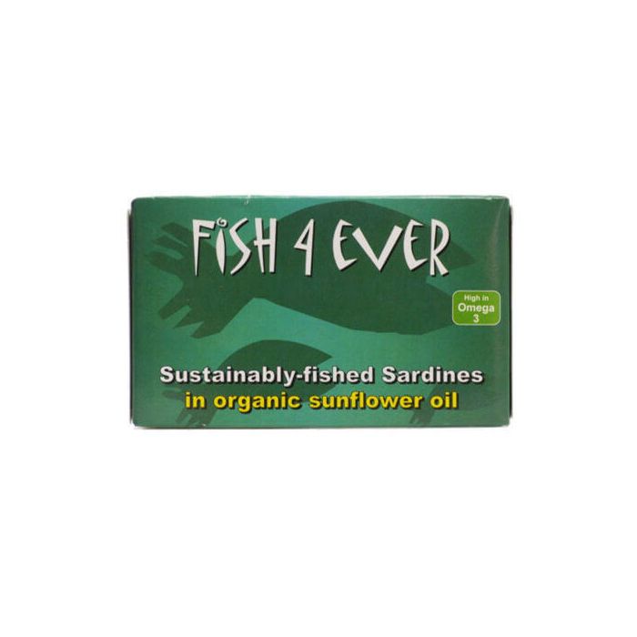 FISH 4 EVER WHOLE MSC SARDINES IN ORGANIC SUNFLOWER OIL 120G X 1